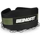 Beingfit ディッピングベルト,チンニング,ディップスベルト,チェーン付き ウエイト ベルト,トレーニングベルト,ディップス スクワット 荷重ベルト メンズ レディース チンニングベルト 懸垂 ベルト (マッチャグリーン)