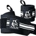 AZLIV リストラップ Lite 【エントリーモデルの決定版】 手首サポーター アズリブ 筋トレ ウエイトトレーニング ジム 手首固定 左右セット (ブラックxホワイト)