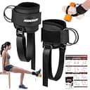 nooncrazy アンクルストラップ ダンベルとケーブルマシン用 ダンベルフットアタッチメント より長いナイロンストラップ、Tibialis Trainer、レッグエクステンション ハムストリングカール 男女兼用 (ブラックダブル)
