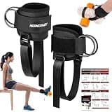 nooncrazy アンクルストラップ ダンベルとケーブルマシン用 ダンベルフットアタッチメント より長いナイロンストラップ、Tibialis Trainer、レッグエクステンション ハムストリングカール 男女兼用 (ブラックダブル)