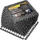Youabubu ジムマット 筋トレ 60×60cm 大判 12枚セット 二層構造 ホームジムマット ゴムマット トレーニング 筋トレ 防音 衝撃吸収 振動吸収 床保護 自宅 ホームジム トレーニング器具用 (12, 黒/白)