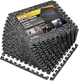 Youabubu ジムマット 筋トレ 60×60cm 大判 12枚セット 二層構造 ホームジムマット ゴムマット トレーニング 筋トレ 防音 衝撃吸収 振動吸収 床保護 自宅 ホームジム トレーニング器具用 (12, 黒/白)