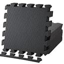 Geum EVA ジョイントマット エクササイズ/トレーニング用 30x30x1.0cm 18枚セット 床保護 キズ防止 防音(サイドパーツ18辺付き) (ブラック) Geum006