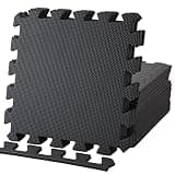 Geum EVA ジョイントマット エクササイズ/トレーニング用 30x30x1.0cm 18枚セット 床保護 キズ防止 防音(サイドパーツ18辺付き) (ブラック) Geum006