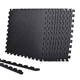 SINO ジョイントマット エクササイズマット ホームジム トレーニング器具用 大判 30cm×30cm 厚さ1.2cm 防音 キズ防止 振動吸収 衝撃吸収 床保護 パズルマット サイドパーツ付(十字黑 9枚セット)