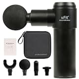 uFit RELEASER Mini 筋膜リリースガン ミニ 強力 8mm振幅 軽量 500g 静音 振動レベル4段階 アタッチメント4種 使い方動画 180日保証 プロアスリート愛用 水谷隼 ブラック ハンディガン 500g