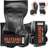Beatlome パワーグリップ 筋トレ ラバーグリップ 手首サポーター 握力補助 グローブ トレニンーグ用 ケガ予防 滑り止め改良強化 耐摩耗 懸垂 男女兼用 左右セット (オレンジ, L)